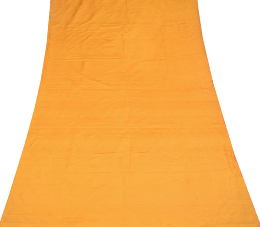 Sushila Vintage Mustard Sari Remnant Scrap Multi Purpose Pure Silk 4YD Craft Fabric