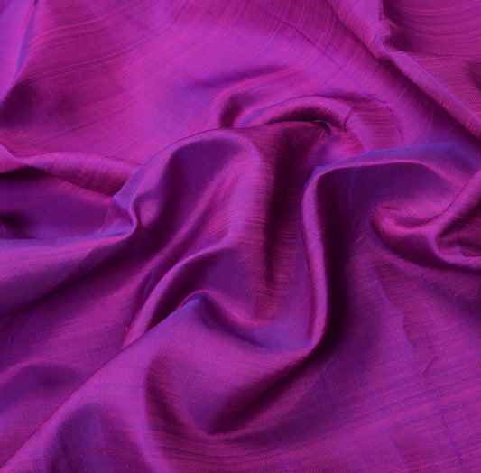 Sushila Vintage Magenta Sari Remnant Scrap Dual Tone Pure Silk Craft Fabric