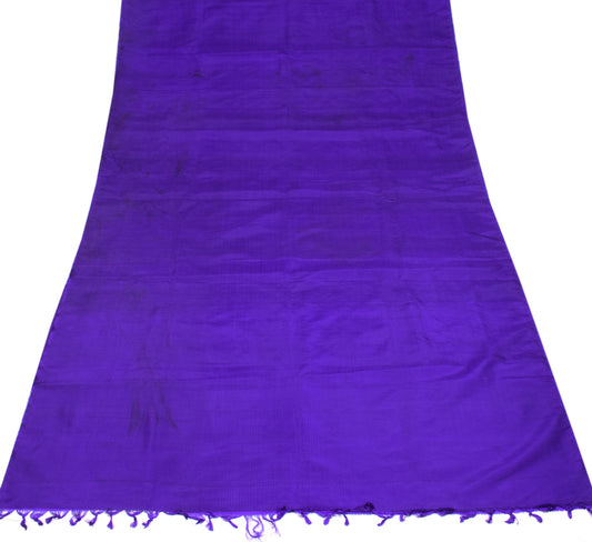 Sushila Vintage Purple Sari Remnant Scrap Hand Woven Pure Silk 5YD Craft Fabric