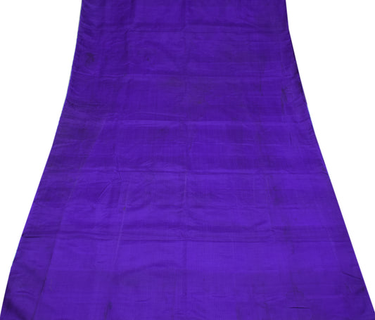 Sushila Vintage Purple Sari Remnant Scrap Hand Woven Pure Silk 5YD Craft Fabric
