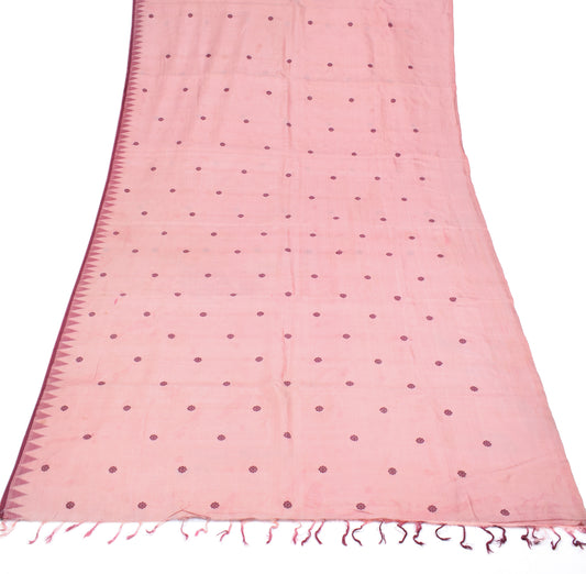 Sushila Vintage Pure Silk Pink Sari Remnant Scrap Hand Woven 4YD Craft Fabric
