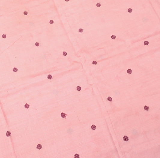 Sushila Vintage Pure Silk Pink Sari Remnant Scrap Hand Woven 4YD Craft Fabric