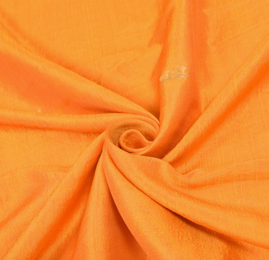 Sushila Vintage Orange Sari Remnant Scrap Pure Silk Zari Woven Craft Fabric