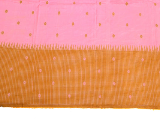 Sushila Vintage Pink Sari Remnant Scrap Woven Butta Pure Silk Soft Craft Fabric
