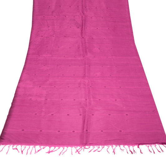 Sushila Vintage Floral Magenta Sari Remnant Scrap Pure Silk Hand Woven Craft Fabric
