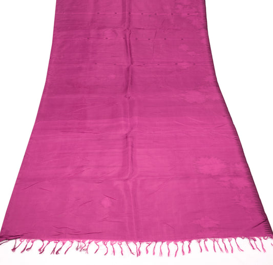 Sushila Vintage Floral Magenta Sari Remnant Scrap Pure Silk Hand Woven Craft Fabric