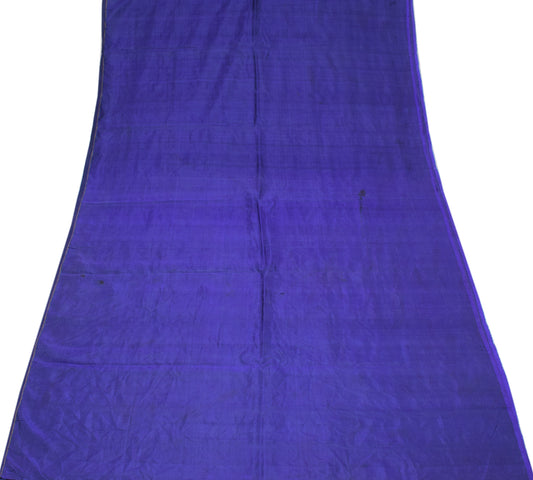 Sushila Vintage Blue Pure Silk Sari Remnant Scrap 5YD Soft Craft Fabric