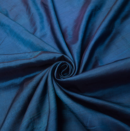 Sushila Vintage Pure Silk Sari Remnant Scrap Teal Blue 5YD Soft Craft Fabric