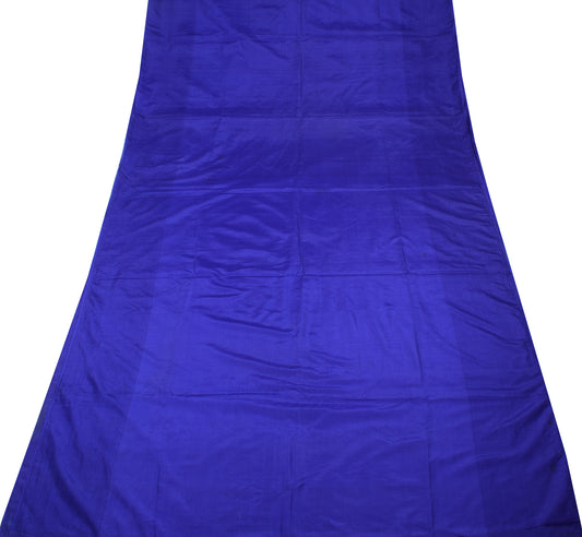 Sushila Vintage Blue Sari Remnant Scrap Pure Silk Woven 5YD Craft Fabric