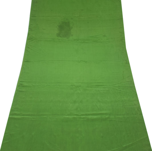Sushila Vintage Pure Crepe Silk Sari Remnant Scrap Green 4YD Craft Fabric