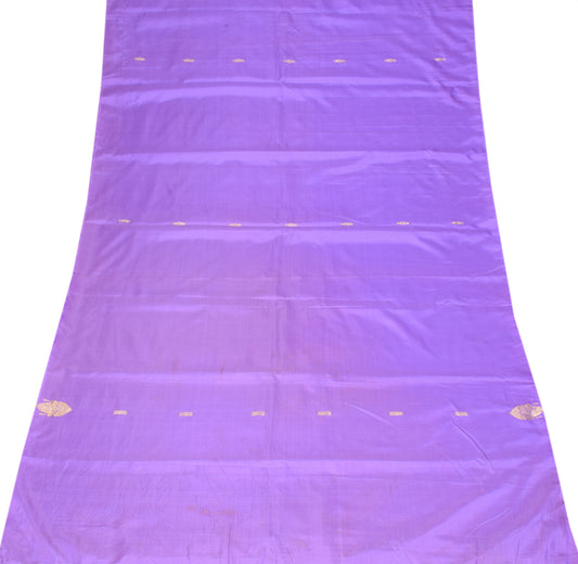 Sushila Vintage Purple Pure Silk Sari Remnant Scrap Zari Woven Craft Fabric