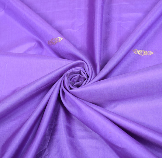 Sushila Vintage Purple Pure Silk Sari Remnant Scrap Zari Woven Craft Fabric