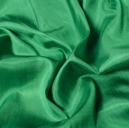 Sushila Vintage Green Sari Remnant Scrap Zari Woven Pure Silk Craft Fabric