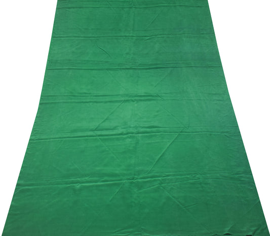 Sushila Vintage Green Sari Remnant Scrap Pure Crepe Silk Soft 4YD Craft Fabric