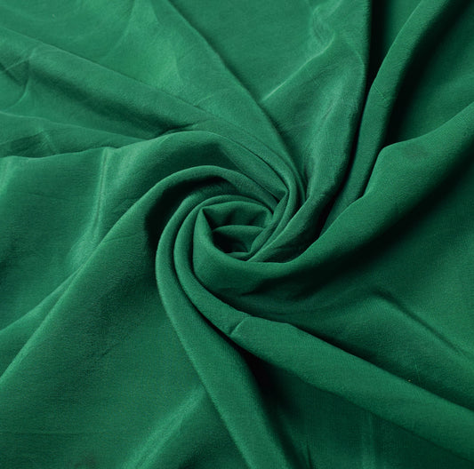 Sushila Vintage Green Sari Remnant Scrap Pure Crepe Silk Soft 4YD Craft Fabric