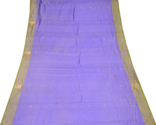 Sushila Vintage Pure Silk Sari Remnant Scrap Zari Woven Purple Craft Fabric