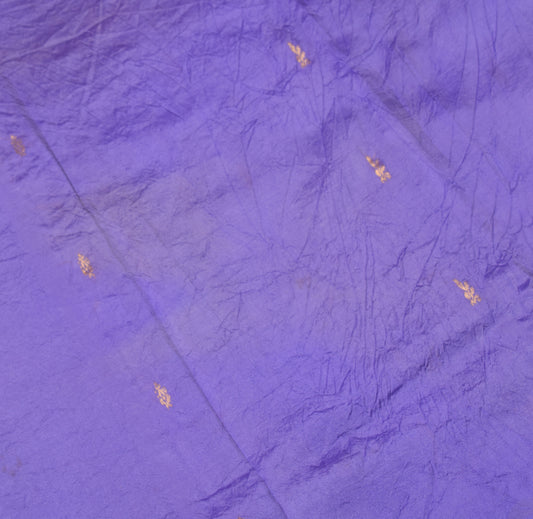 Sushila Vintage Pure Silk Sari Remnant Scrap Zari Woven Purple Craft Fabric