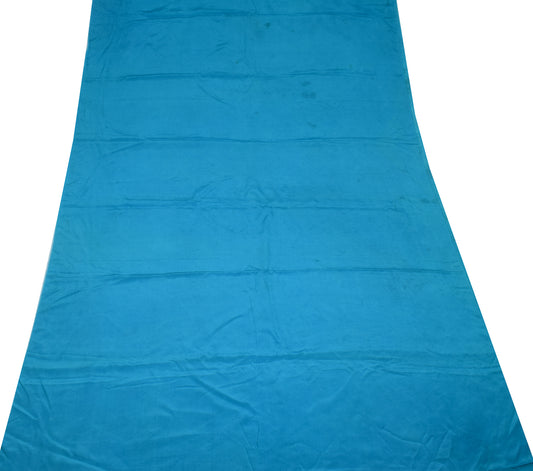 Sushila Vintage Turquoise Blue Sari Remnant Scrap Pure Crepe Silk Craft Fabric