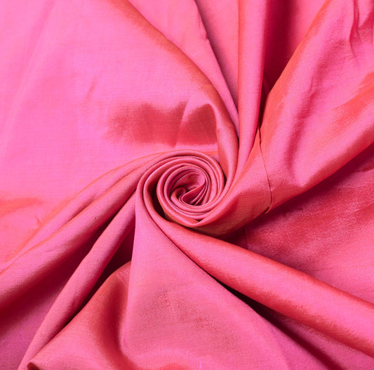 Sushila Vintage Pink Dual Toned Sari Remnant Scrap Woven 4YD Craft Fabric
