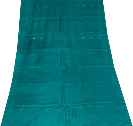 Sushila Vintage Pure Silk Sari Remnant Scrap Indian Teal 3 Yd Soft Craft Fabric