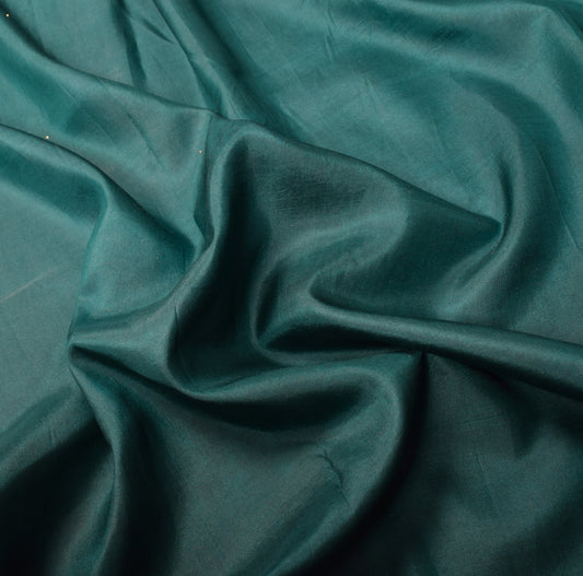 Sushila Vintage Pure Silk Sari Remnant Scrap Indian Teal 3 Yd Soft Craft Fabric