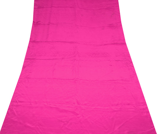 Sushila Vintage Magenta 4YD Sari Remnant Scrap Pure Crepe Silk Craft Fabric