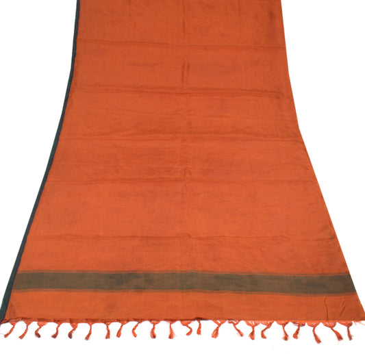 Sushila Vintage Rust Sari Remnant Scrap Pure Silk Woven 4YD Craft Fabric