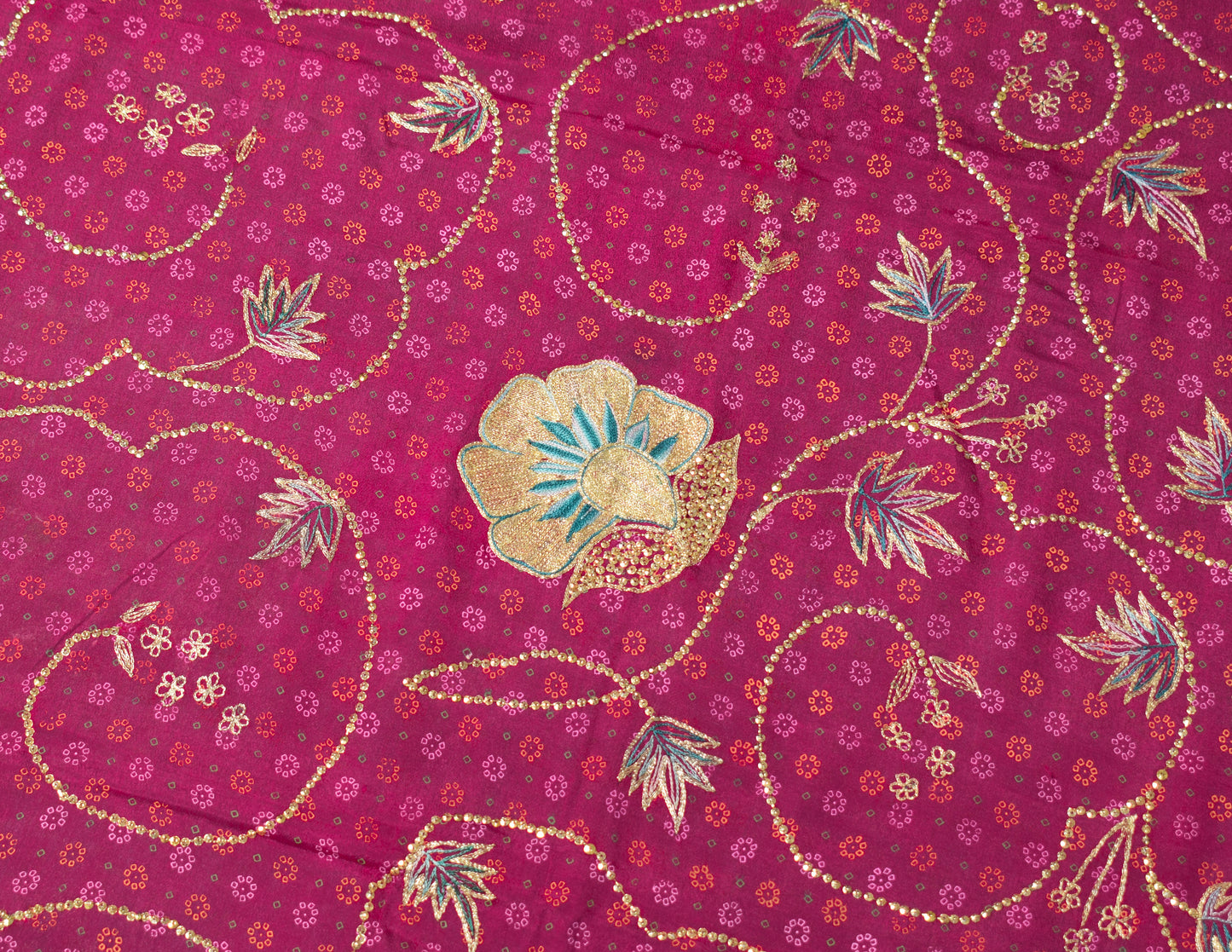 Sushila Vintage Blue Magenta Saree 100% Pure Silk Printed Embroidered Craft Sari Fabric