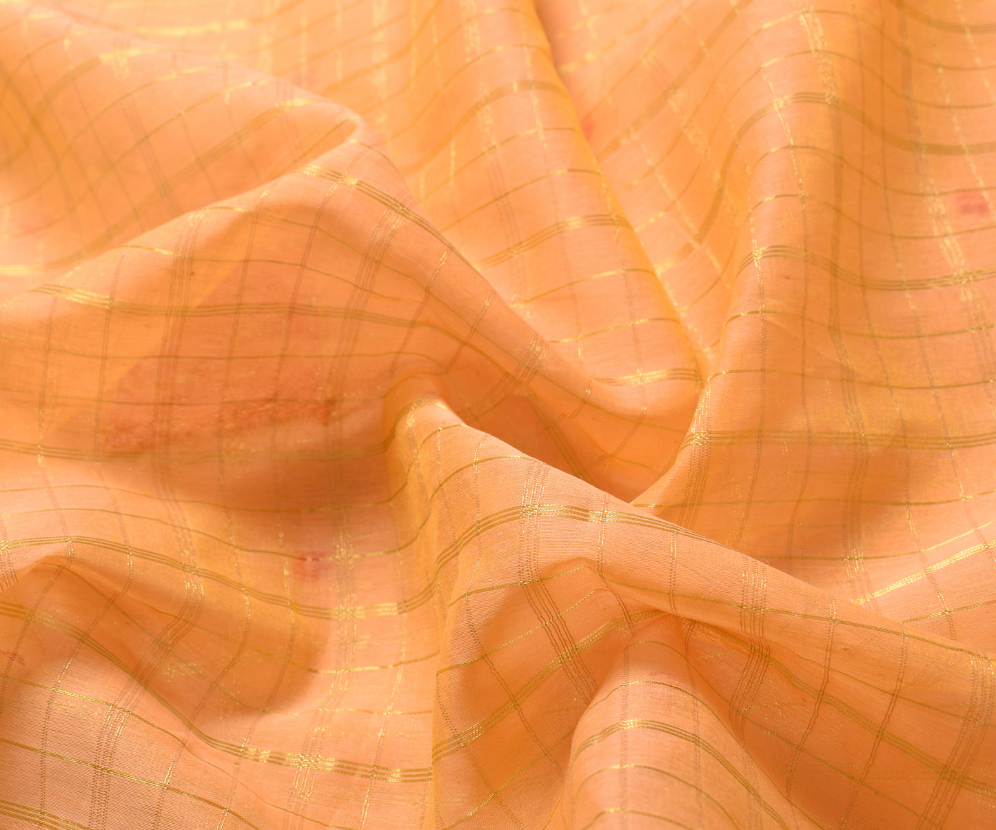 Sushila Vintage Peach Zari Woven Saree Bandhani Patch Work Pure Cotton Silk Sari with Blouse Fabric