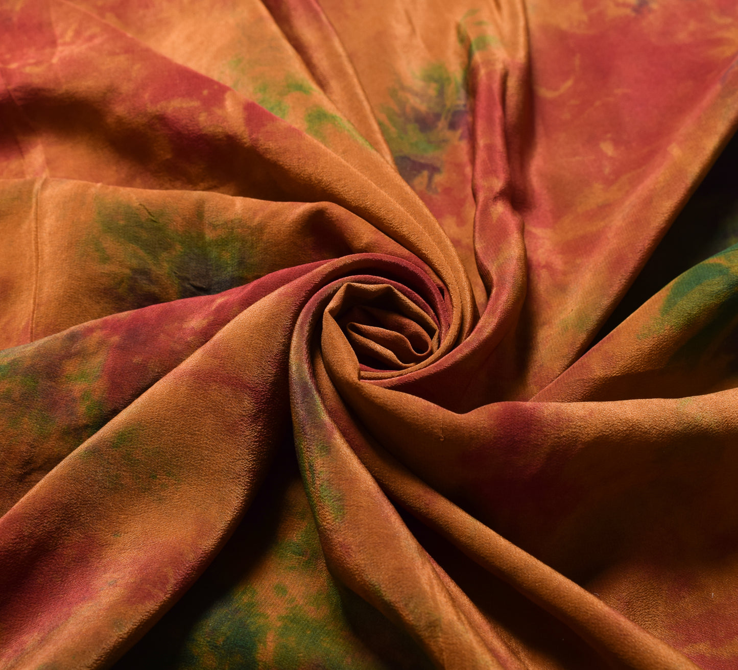 Sushila Vintage Tie-Dye Saree Pure Crepe Silk Sequins Beads Embellish Sari Craft Fabric