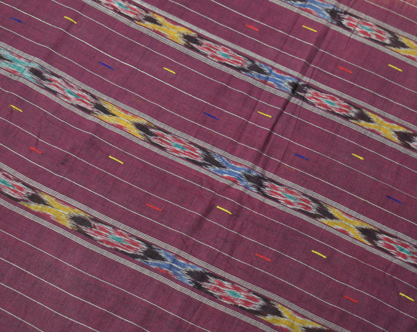 Sushila Vintage Brown Saree Pure Cotton Hand Woven Ikat Patola Sari 6 Yard Fabric