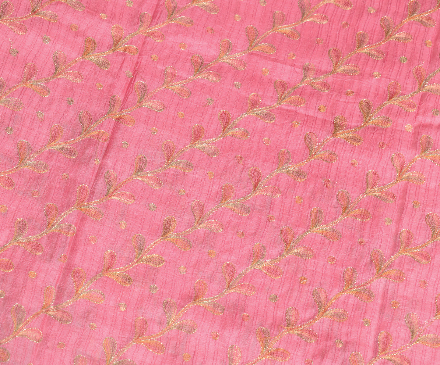 Sushila Vintage Woven Pink Saree Pure Tussar Silk Embroidered Sari Craft Fabric