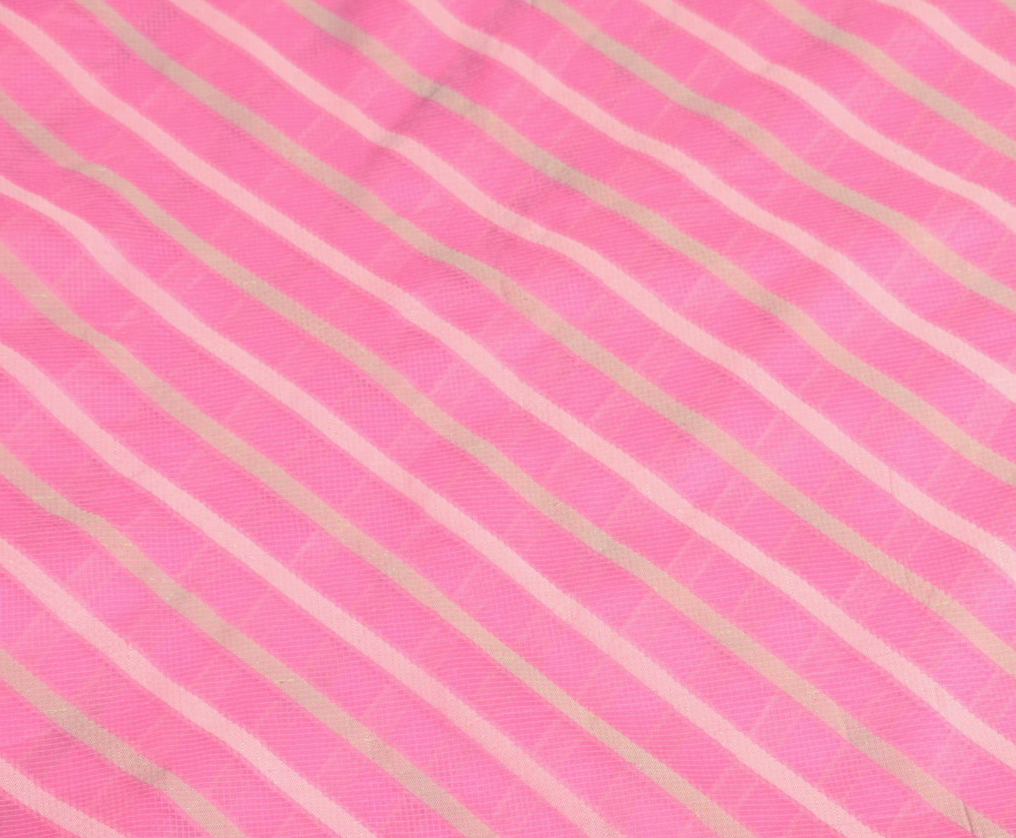 Sushila Vintage Pink Indian Saree Art CottonSilk Woven Stripes Sari Craft Fabric
