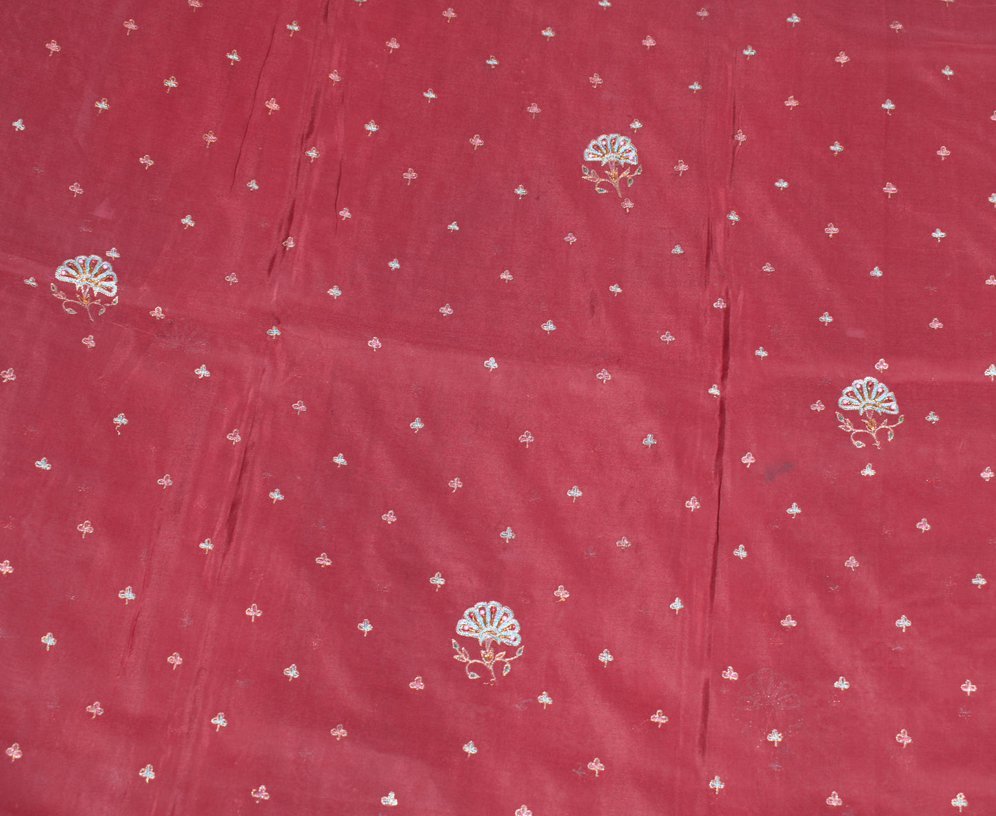 Sushila Vintage Maroon Green Saree Pure Silk Zari Embroidered Floral Sari Fabric
