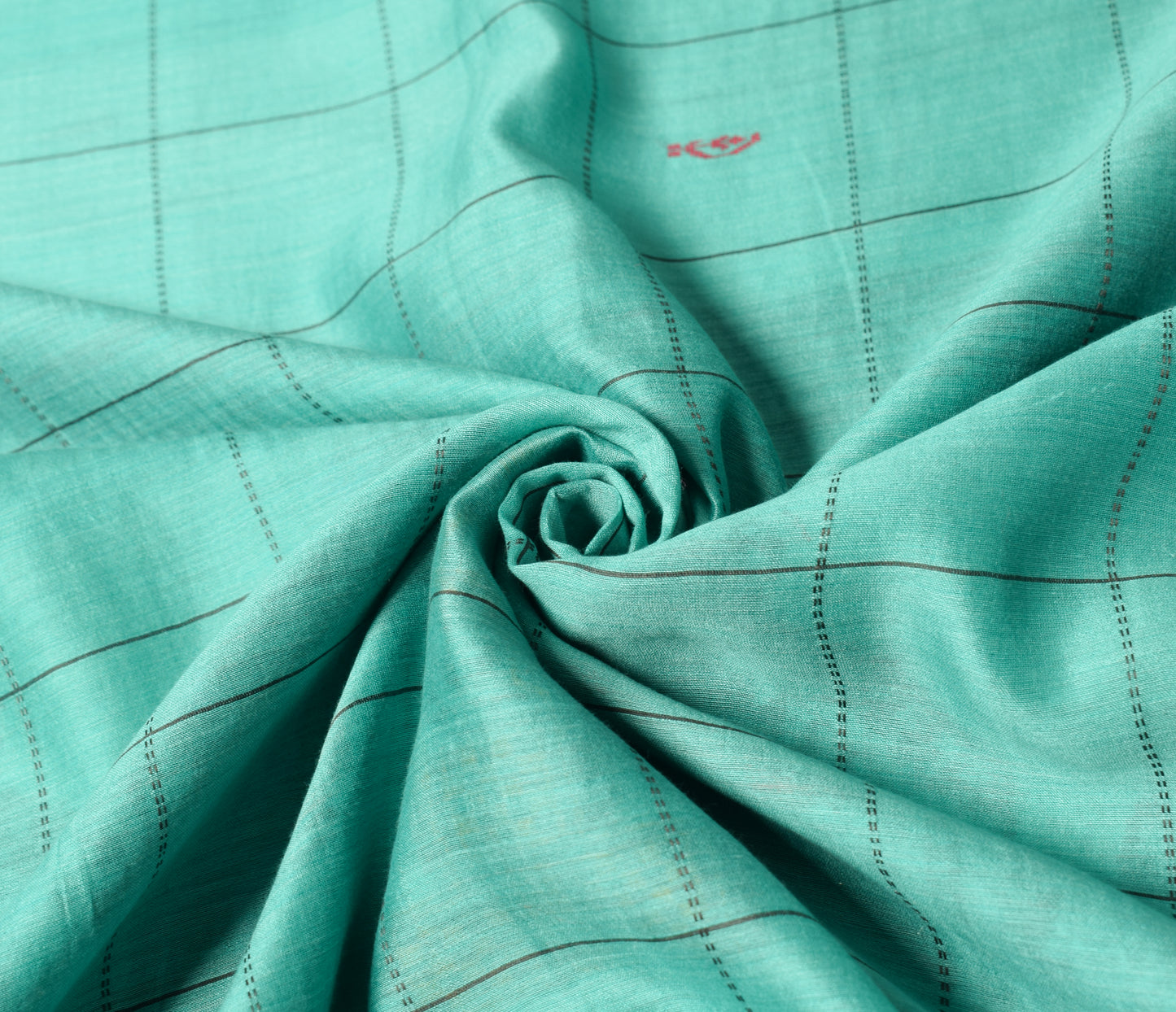 Sushila Vintage Aqua Green Saree Pure Cotton Hand Woven Floral Soft Sari Fabric