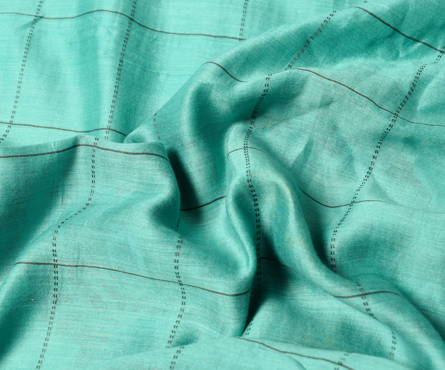 Sushila Vintage Aqua Green Saree Pure Cotton Hand Woven Floral Soft Sari Fabric