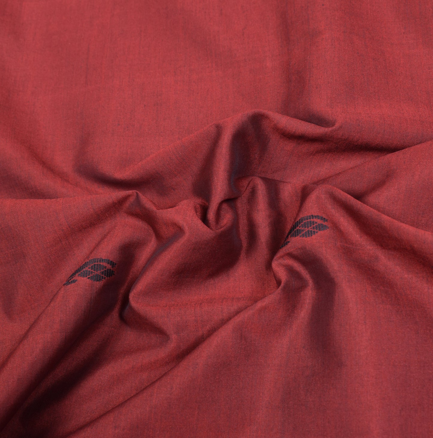 Sushila Vintage Handloom Maroon Saree Pure Cotton Silk Peacock Woven 6YD Sari Fabric