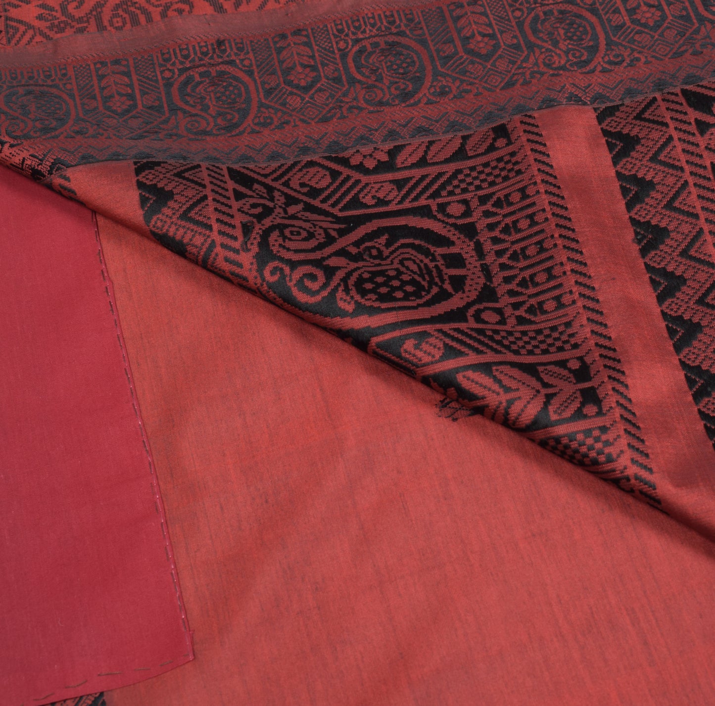Sushila Vintage Handloom Maroon Saree Pure Cotton Silk Peacock Woven 6YD Sari Fabric