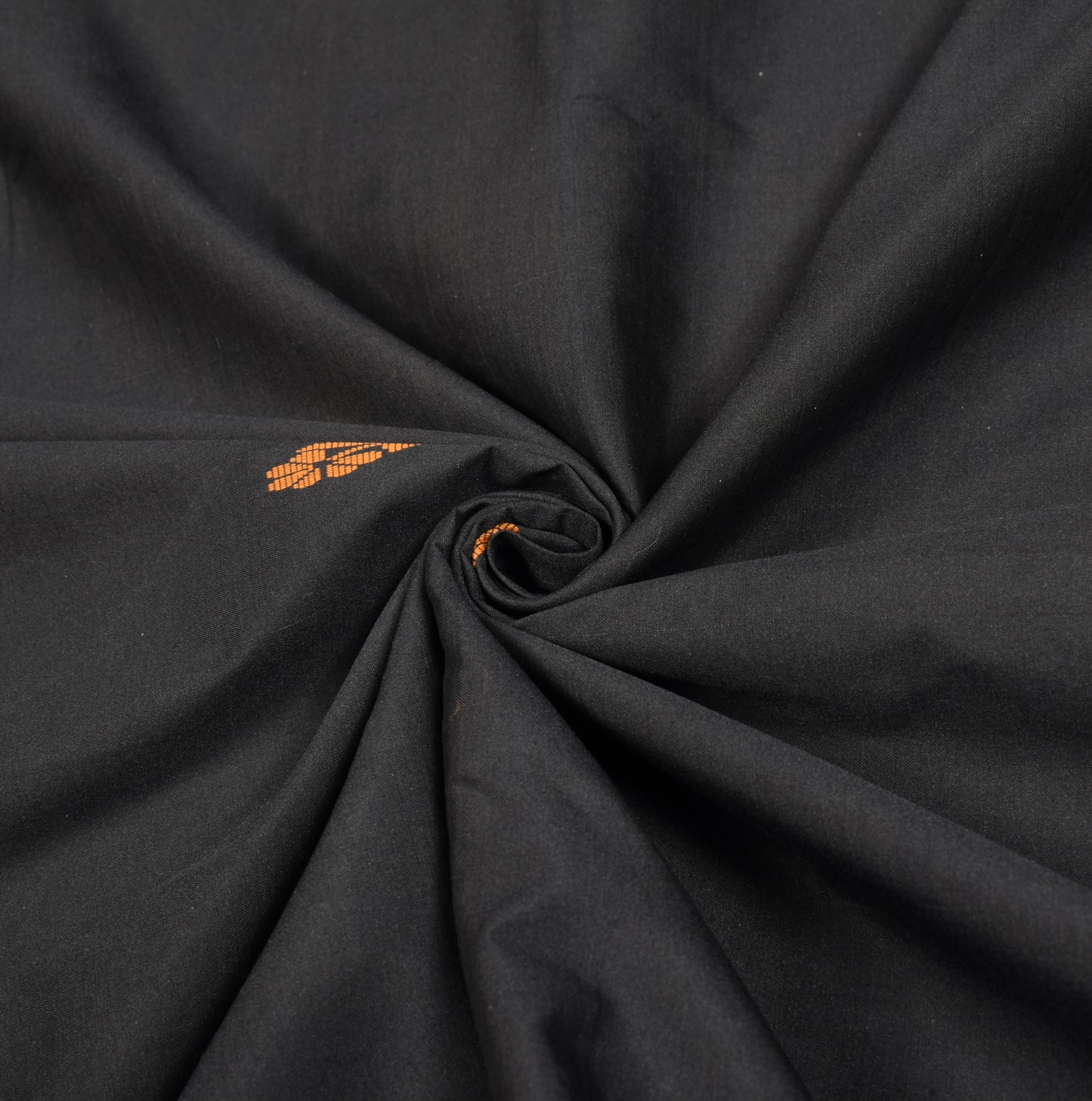 Sushila Vintage Handloom Black Saree Pure Cotton Silk Peacock Woven Sari Fabric