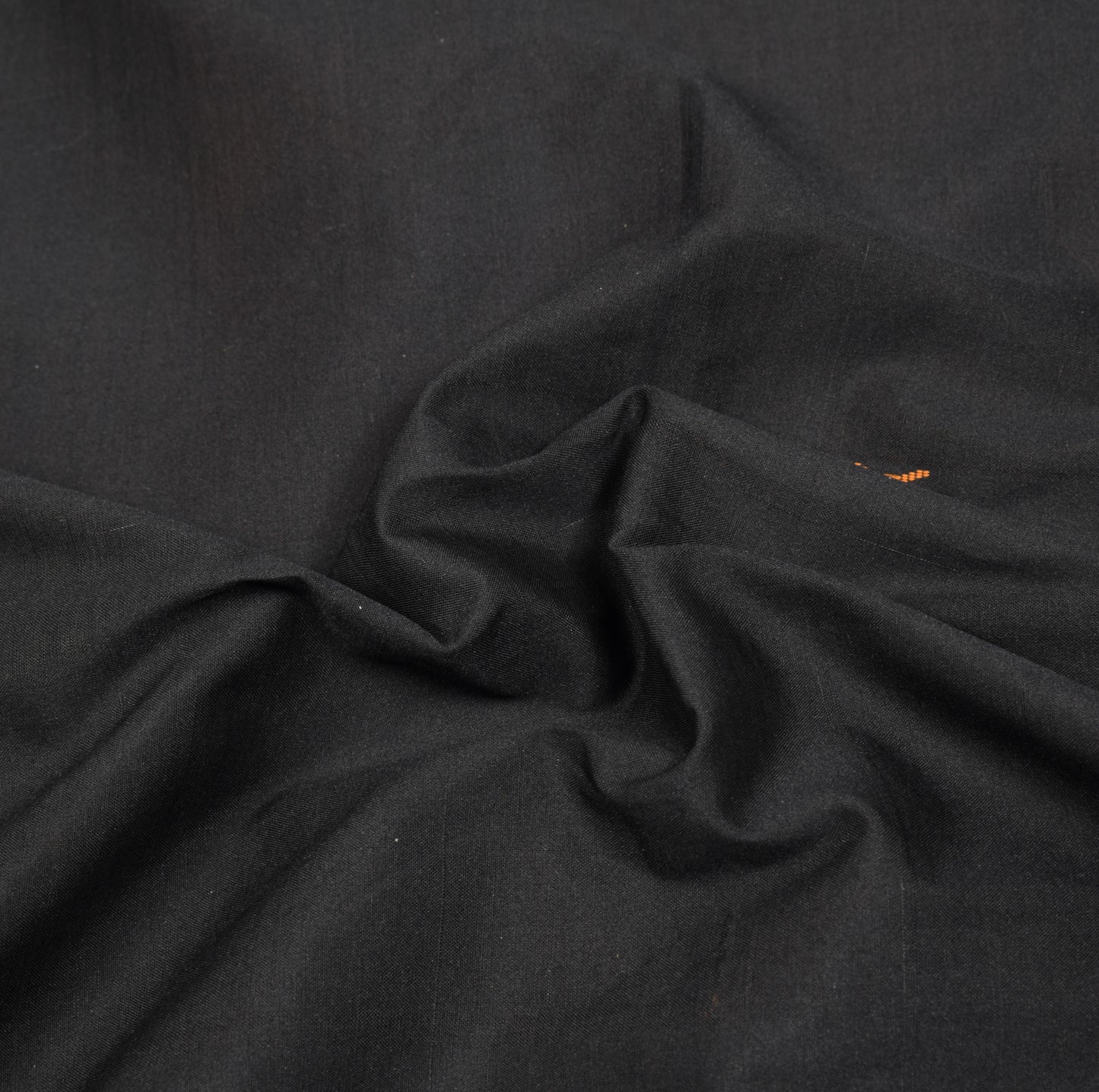 Sushila Vintage Handloom Black Saree Pure Cotton Silk Peacock Woven Sari Fabric