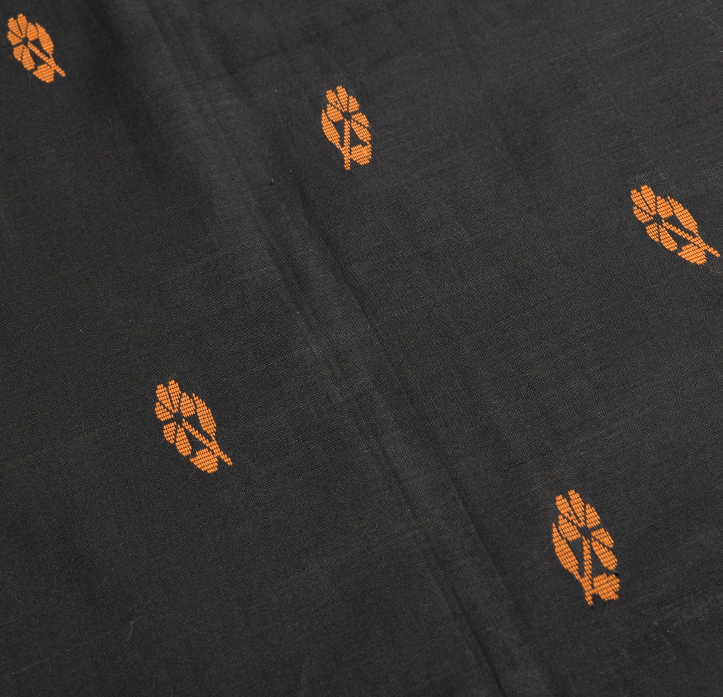 Sushila Vintage Handloom Black Saree Pure Cotton Silk Peacock Woven Sari Fabric