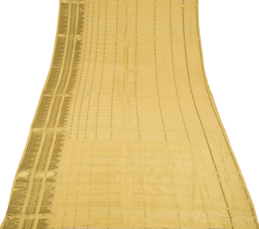 Sushila Vintage Venkatagiri Pure Silk Butta Saree from Kankatala Gold Zari Yellow Sari Fabric