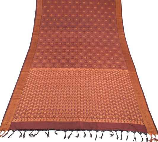 Sushila Vintage Maroon Saree 100% Pure Silk All Over Woven Soft Sari Fabric