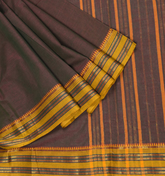 Sushila Vintage Maroon Handloom Saree Rudraksha Border Pure Cotton 6YD Saree Fabric