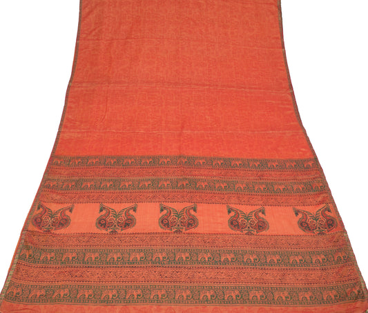 Sushila Vintage Mustard Dual Tone Saree Pure Cotton Silk Printed Soft Sari Fabric