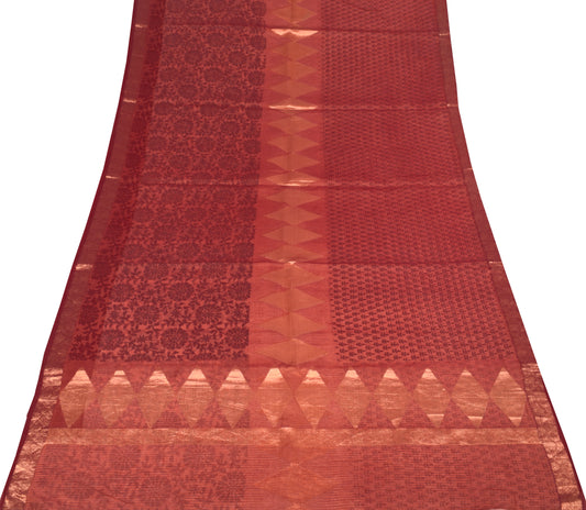 Sushila Vintage Pink Dual Tone Saree Floral Printed Pure Cotton Silk Sari Craft Fabric