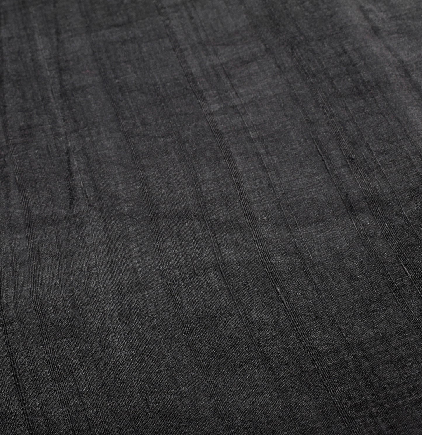 Sushila Vintage Pure Khadi Silk Handloom Saree Black Stripes Woven Sari Fabric