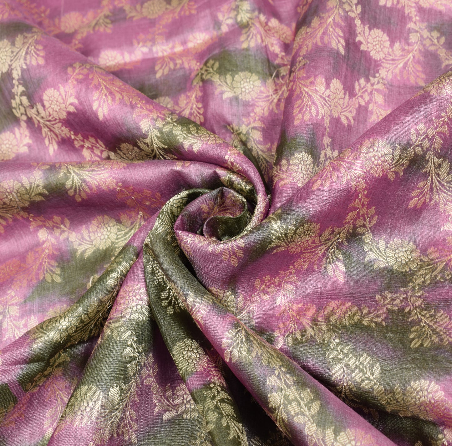 Sushila Vintage Pure Tussar Silk Saree Mauve & Green Woven Sari Craft Fabric