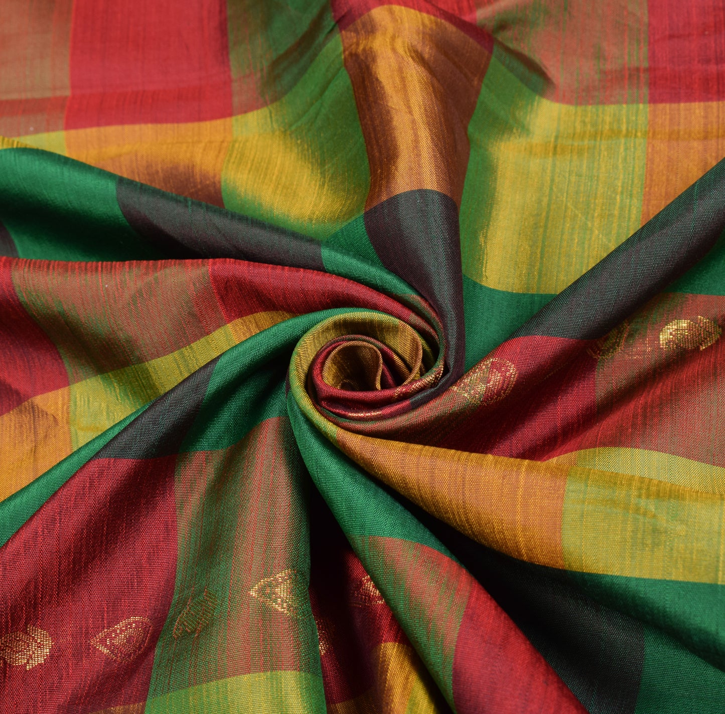 Sushila Vintage Pure Kanjivaram Silk Saree Multi-Color Checks Woven HEAVY Sari Fabric