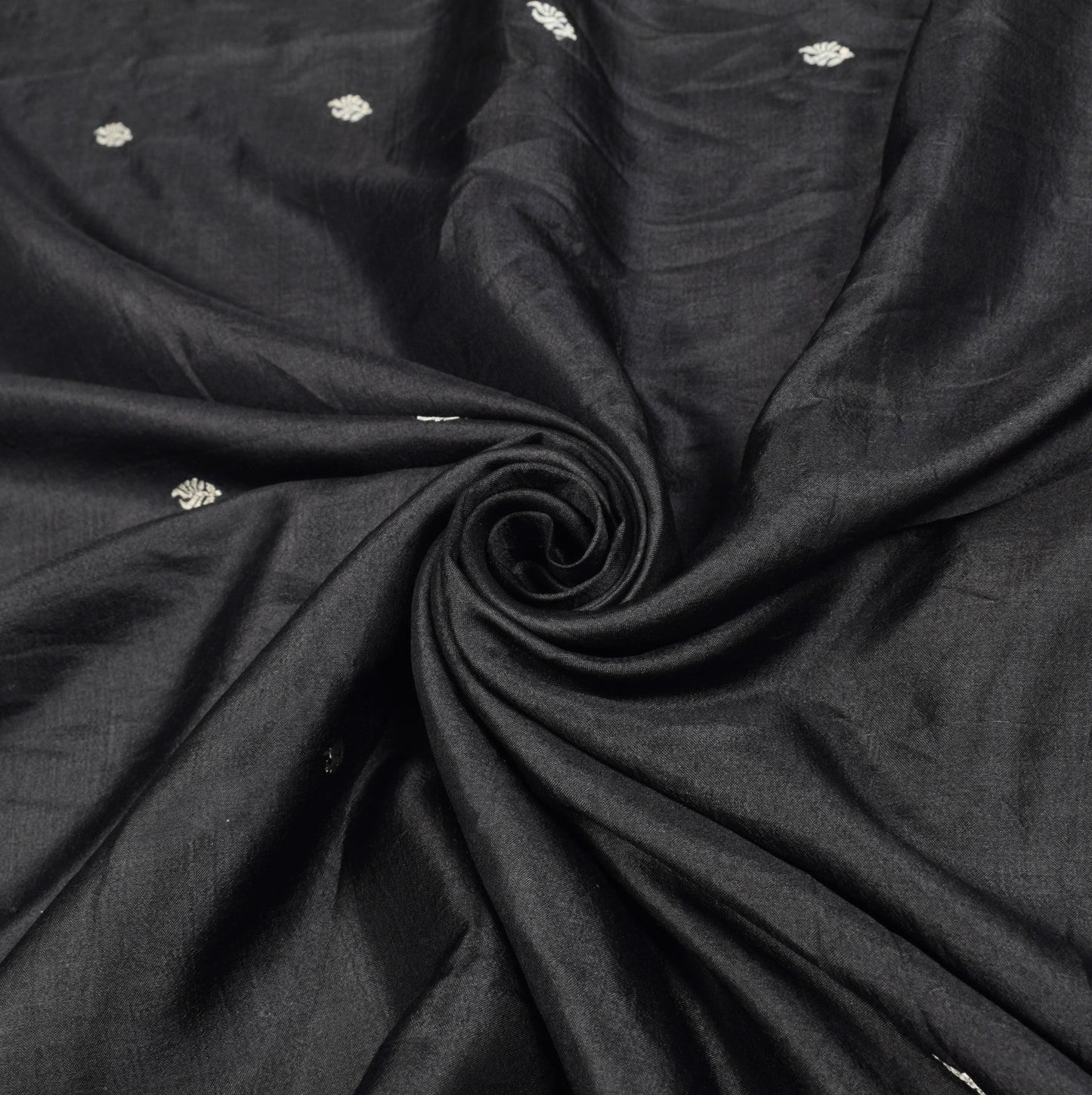 Sushila Vintage Black Woven Saree Pure Silk 6YD Soft Sari Craft Fabric